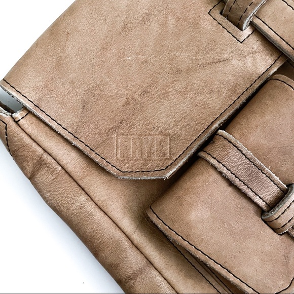 Frye Campus Vintage Black Label Tan Leather Messenger Shoulder Bag - Picture 7 of 8